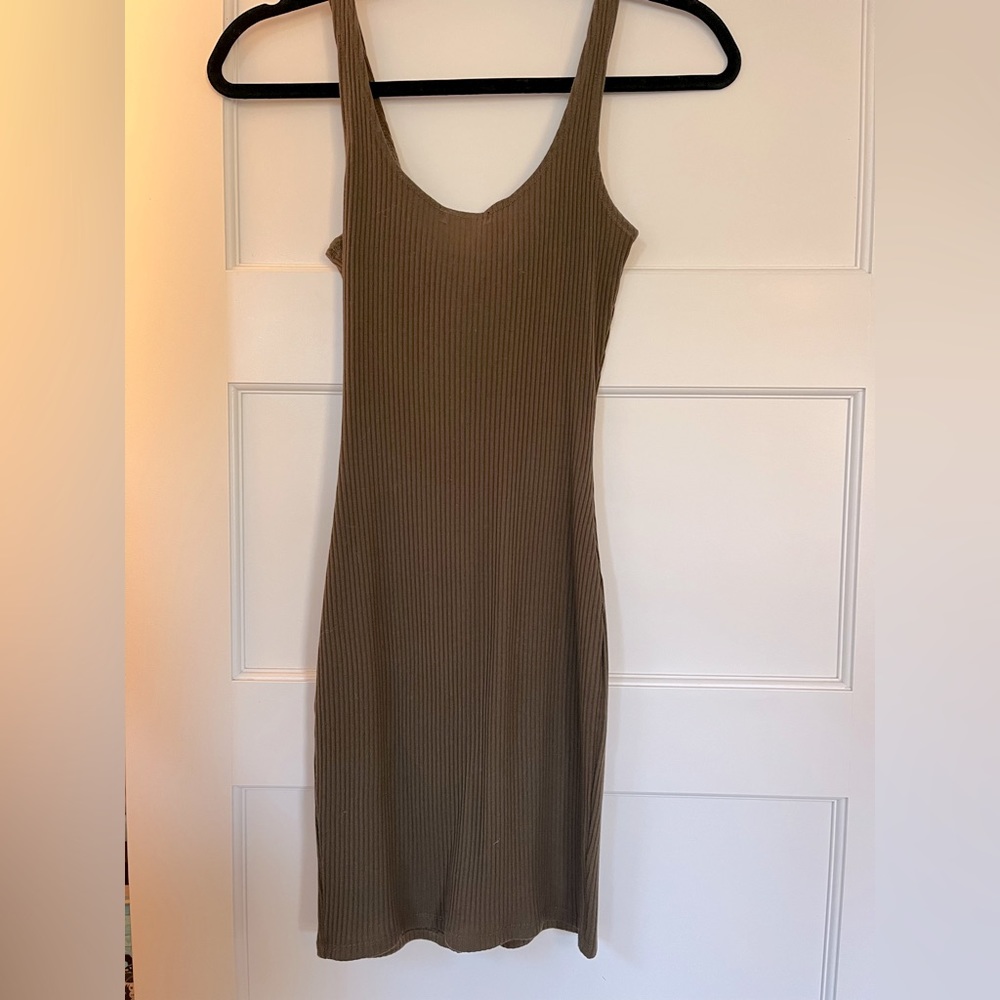 Ribbed Mini Front Zipper Dress
